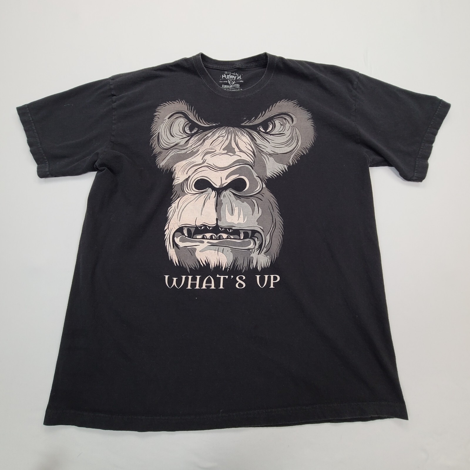 Hurley Shirt Mens 2XL XXL Black Comfort Outdoor Gorilla Whats Up Regular Fit
