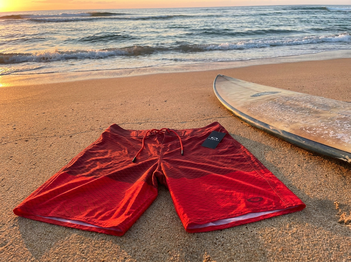 NEW wTAGS, Mens $50 Oakley Iron Red Boardshort 20, Drawstring Waist Swim Trunks