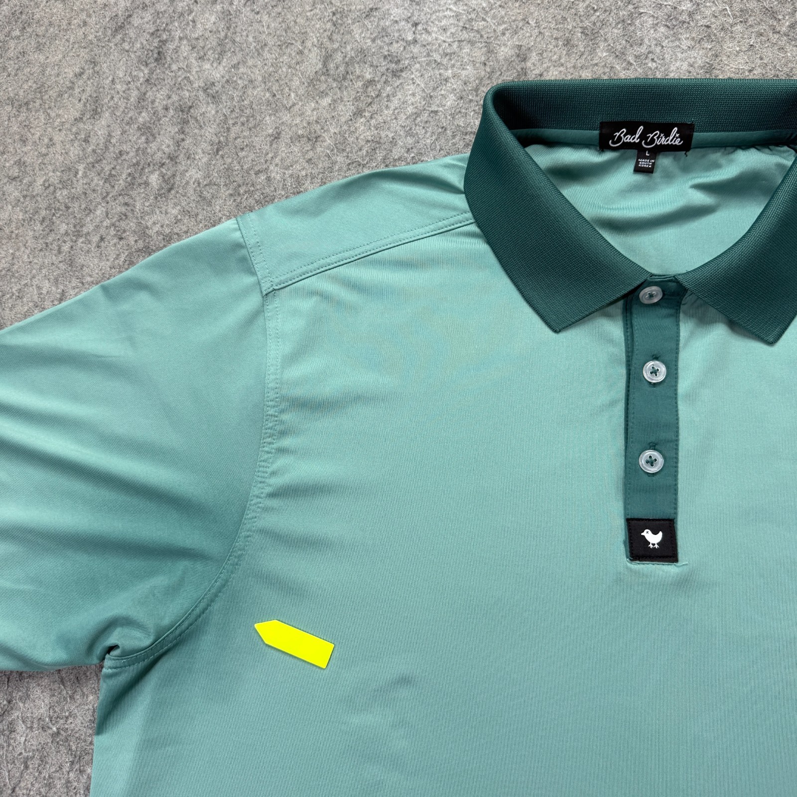 Bad Birdie Polo Shirt Men L Seafoam Green Teal Contrasting Trim Stretch