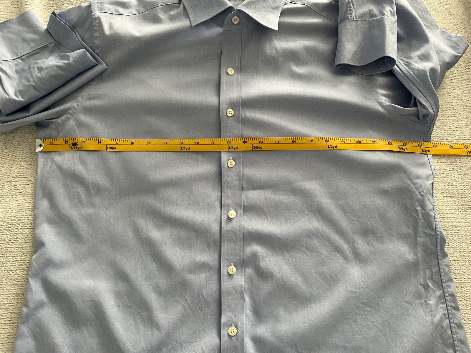 Proper Cloth Shirt Mens L Blue Solid Cotton Weston Blue Pinpoint Oxford 18/35