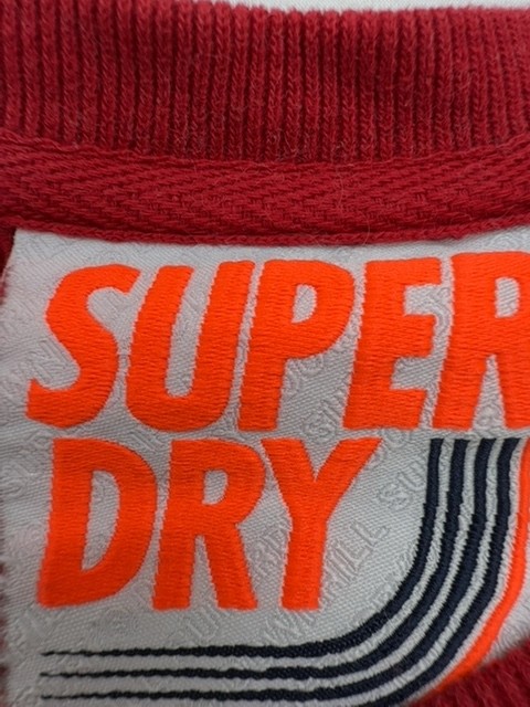 Superdry Boys T Shirt Red Logo Graphic Size S Cotton Crew Neck