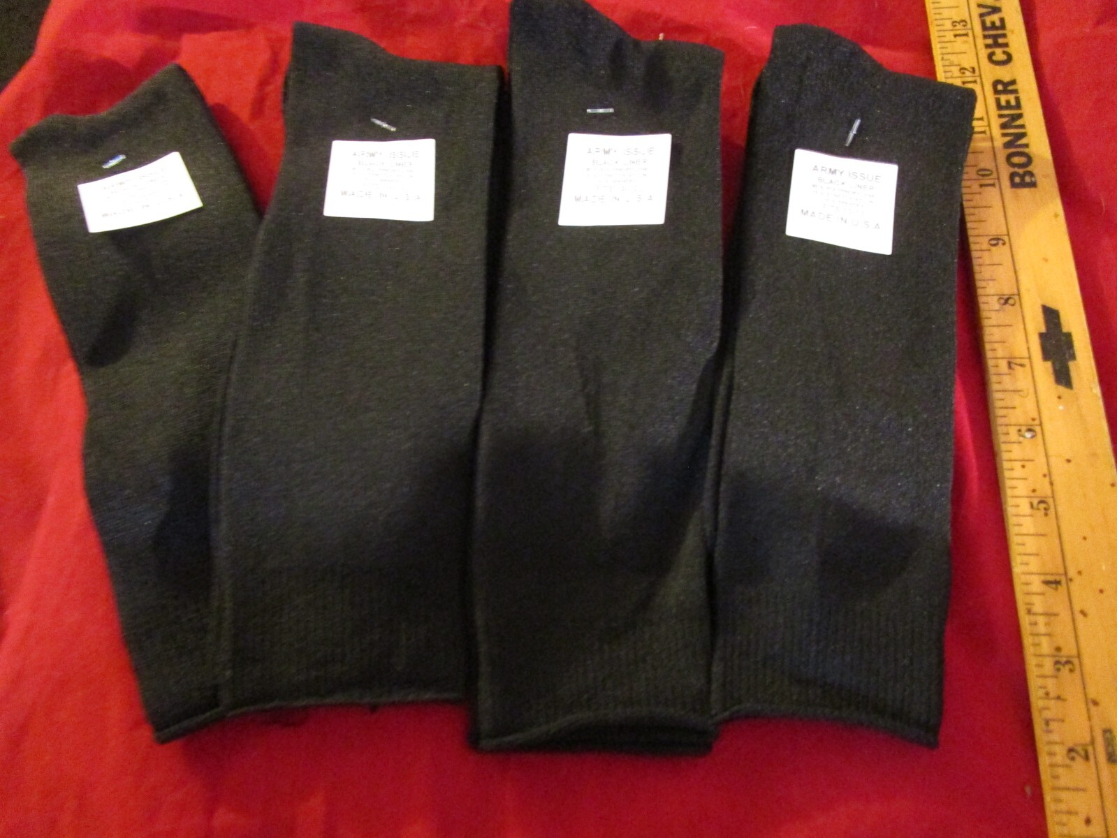 4 Pair Large Army Issue 80% Polypropylene Black Liner Socks 10-13 USA