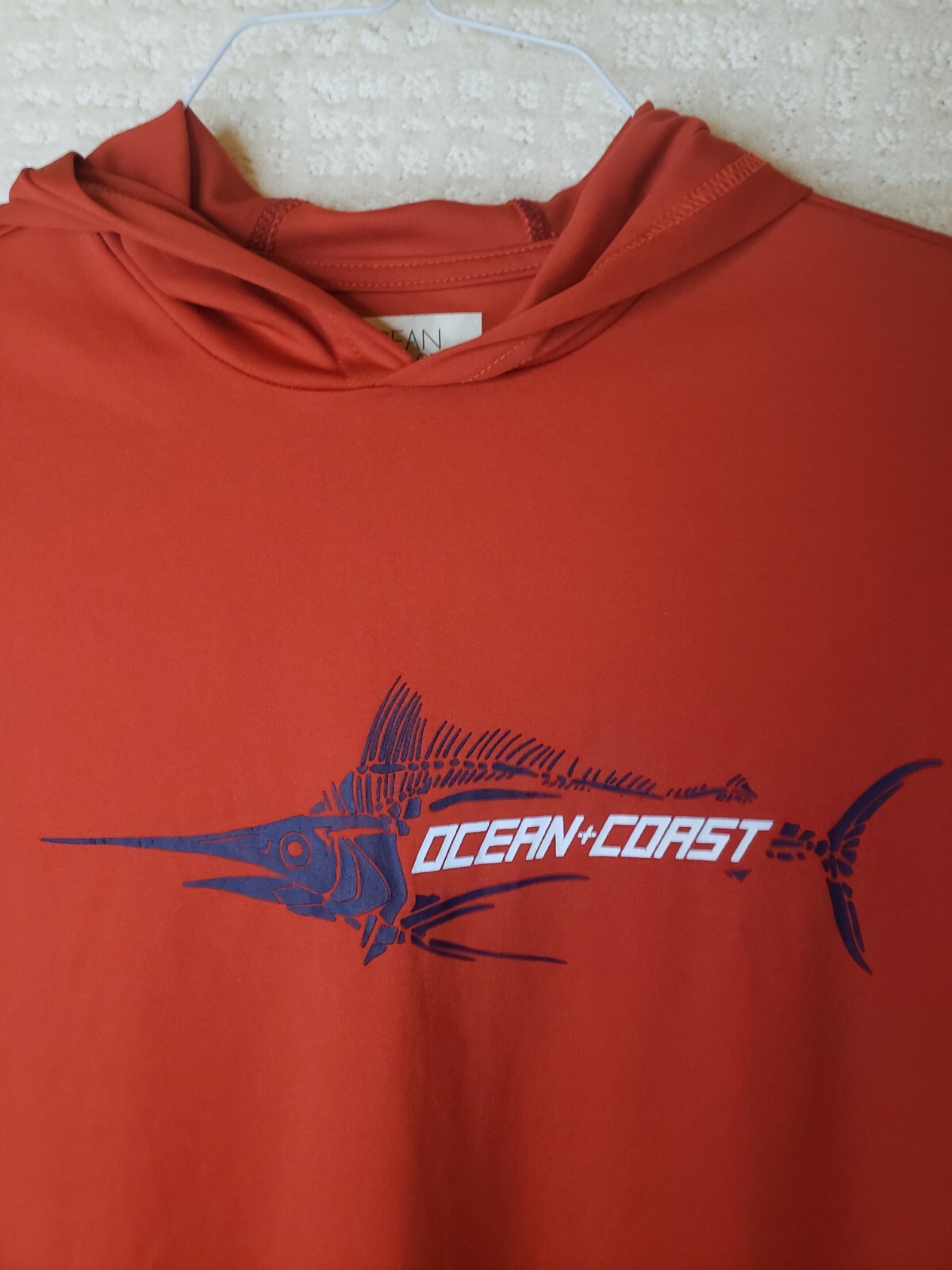 OCEAN & COAST Men’s S Red Fishing Hoodie Sun Protection L. Sleeve T-Shirt New!