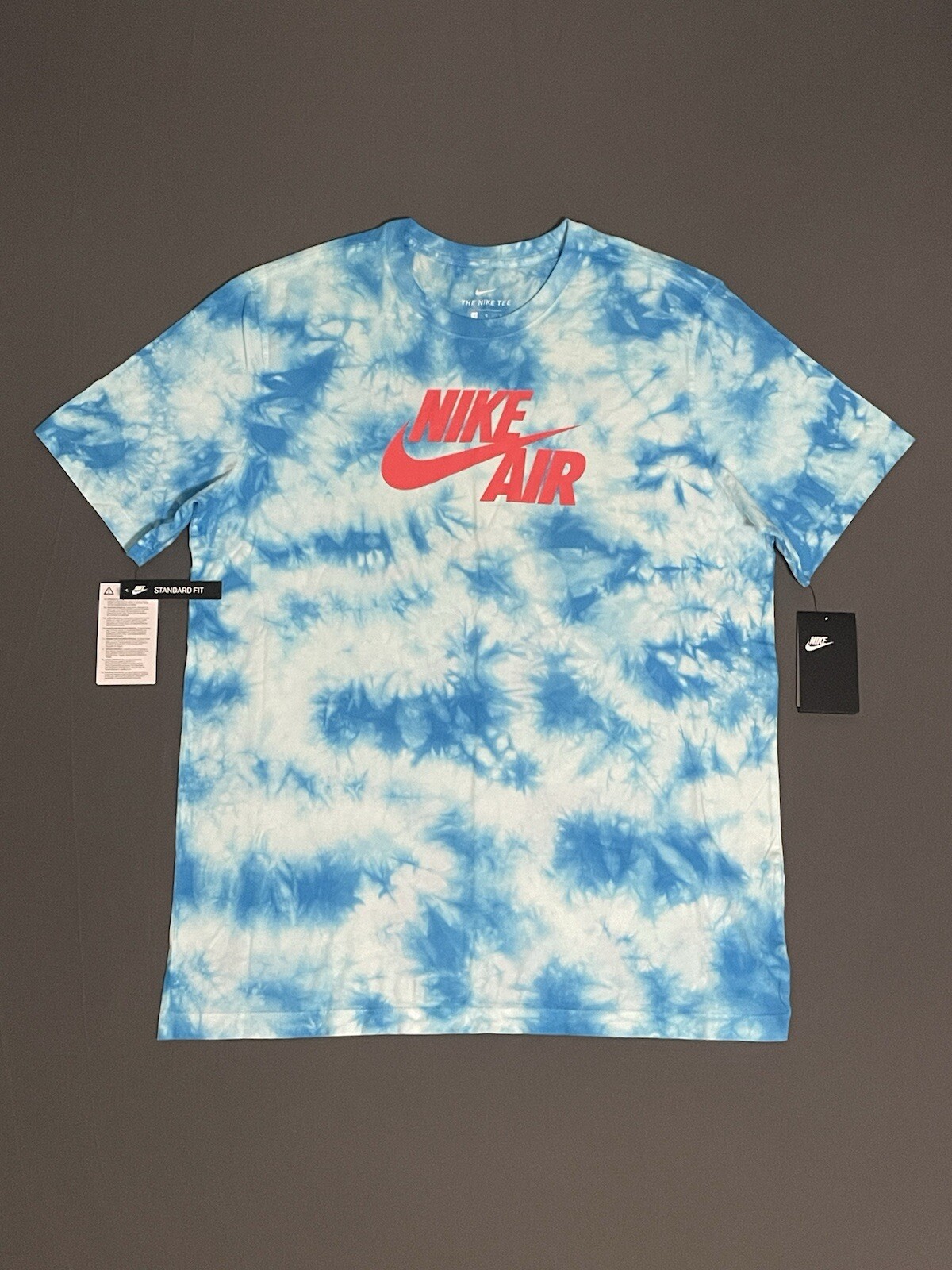 NWT Nike Air Tie Dye T-Shirt BQ0079-101 Blue/White/Infrared Mens Size Large RARE