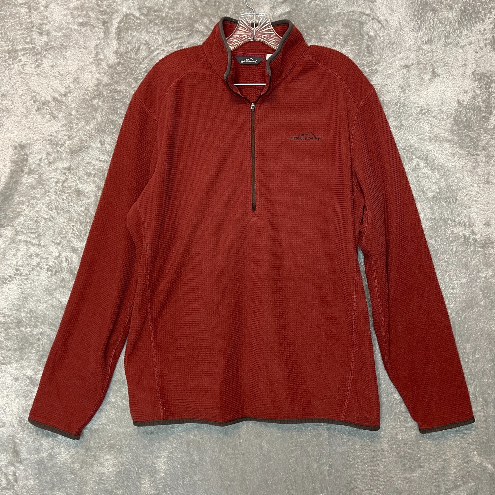 Eddie Bauer Men Classic Waffle Knit Outdoor Hiking 1/2 Zip Mock Neck Sweater LT
