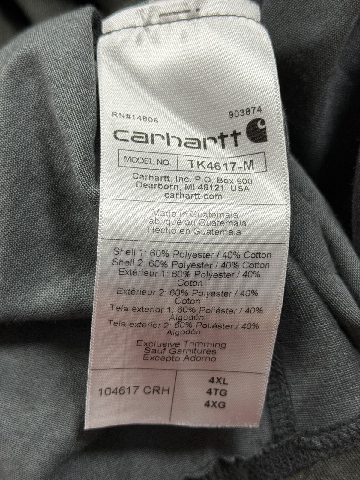 Carhartt Force Men’s Long Sleeve Shirt Size Mens 4XL Relaxed Fit GreenPocket ~1