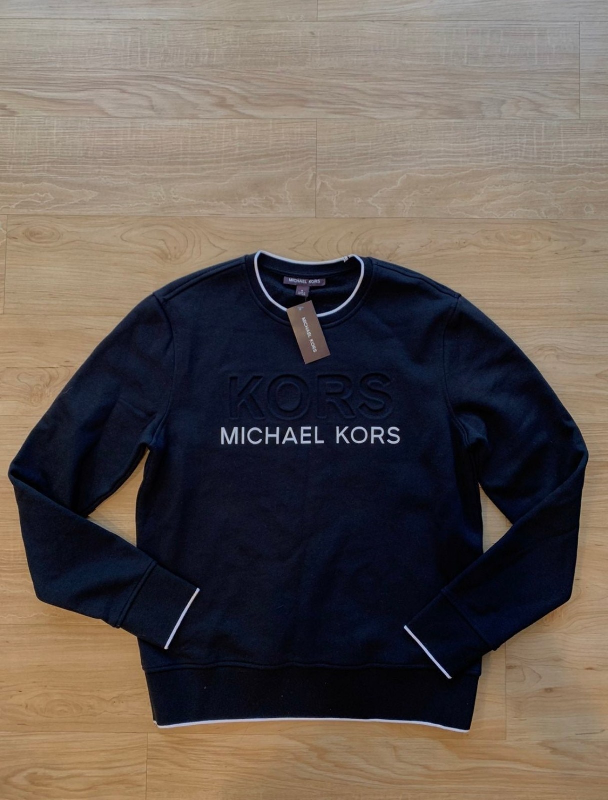 Michael Kors Men’s Large Embossed Logo Pullover Crewneck Sweatshirt Black S-XXL