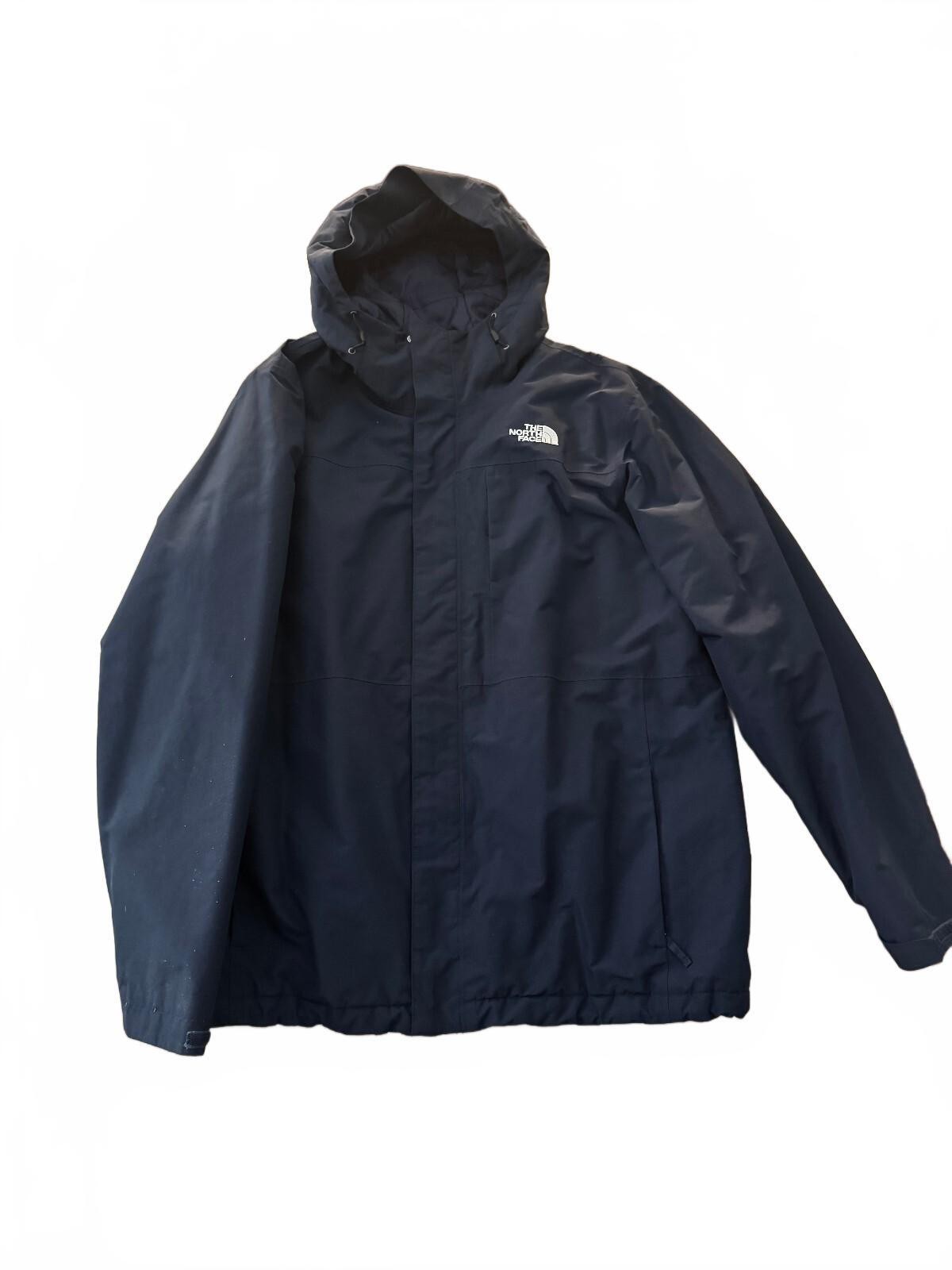 The North Face Men’s Jacket L Large Navy blue Hooded Rain Waterproof Shell Coat