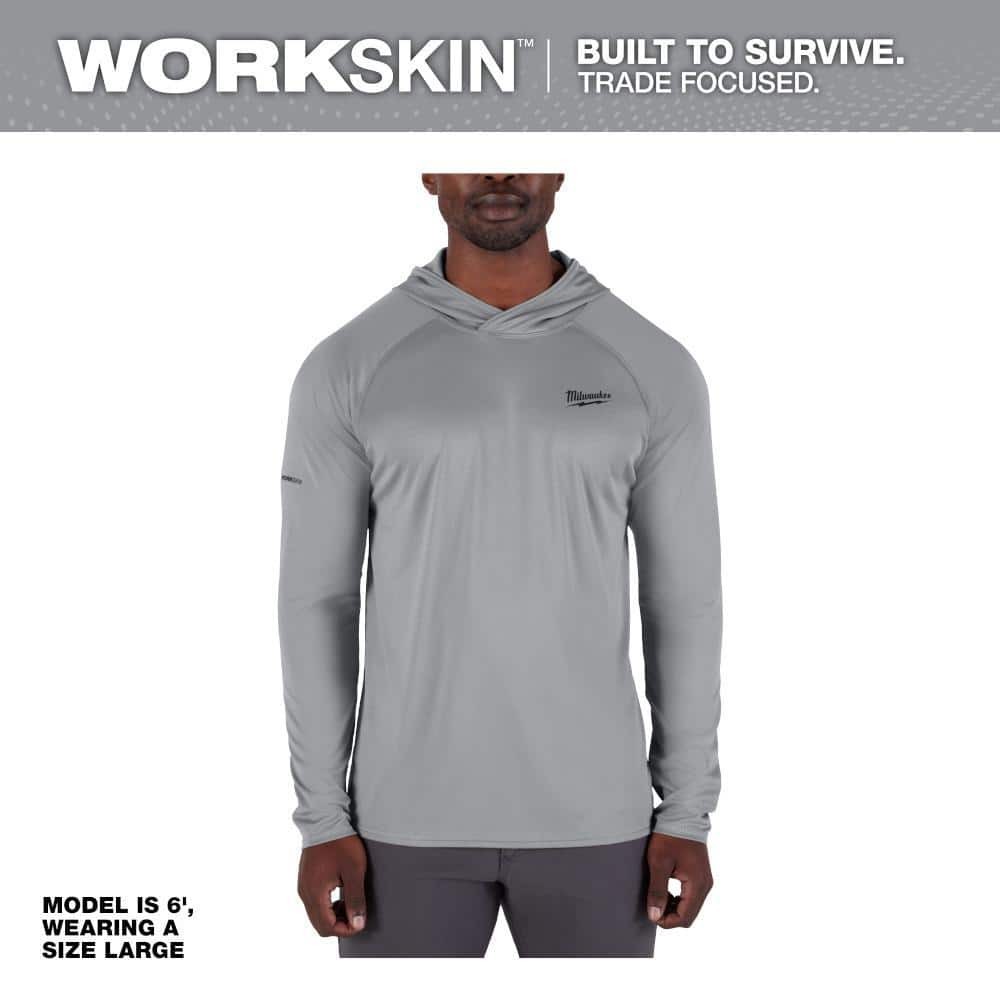 Milwaukee Men’s WORKSKIN Gray X-Large Hooded Sun Shirt
