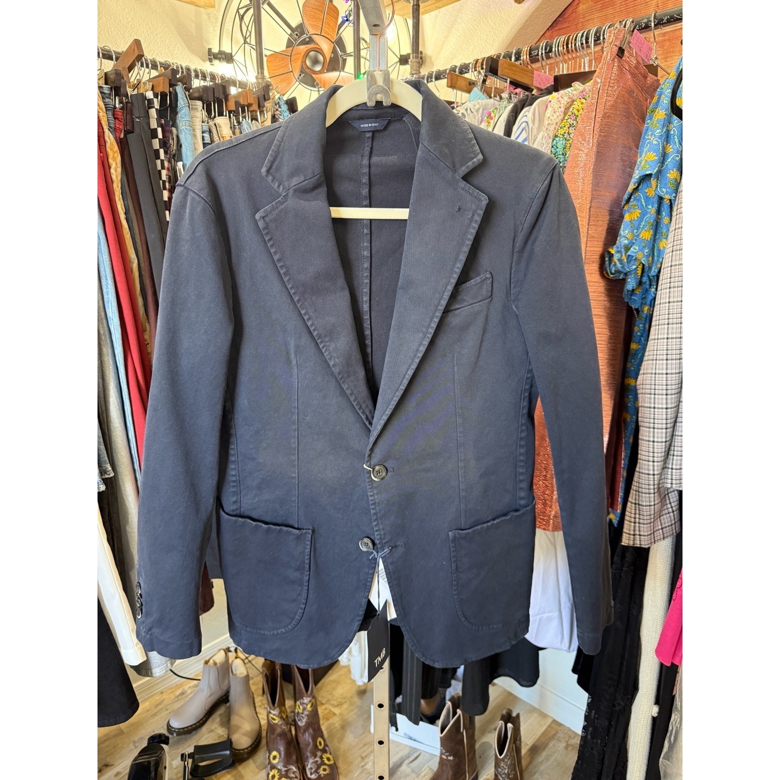 TMB Sport Navy Italian Blazer Jacket Size 46 IT 36 US Made in Italy Mens