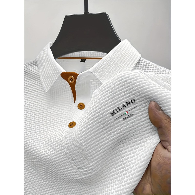 Summer short sleeve mesh ice silk letter print T-shirt men