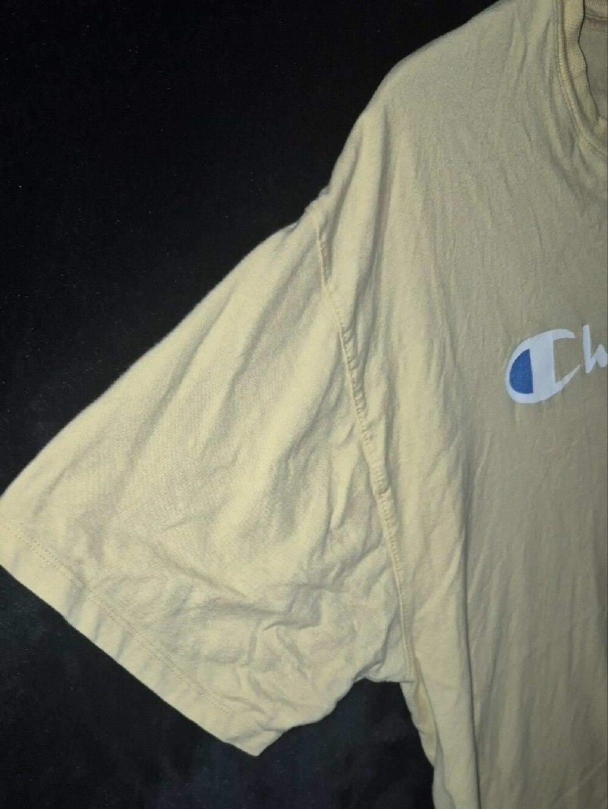 Champion Short Sleeve Tee in Pale Yellow with White Logo