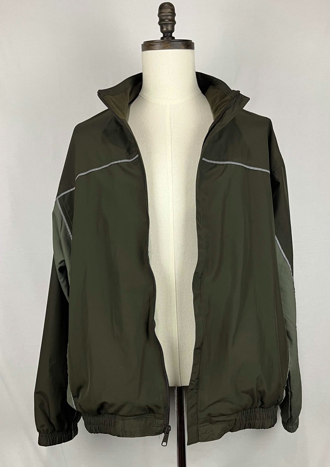 GUC Roundtree & Yorke Sport Mens Olive Green Full Zip Track Jacket Size XL