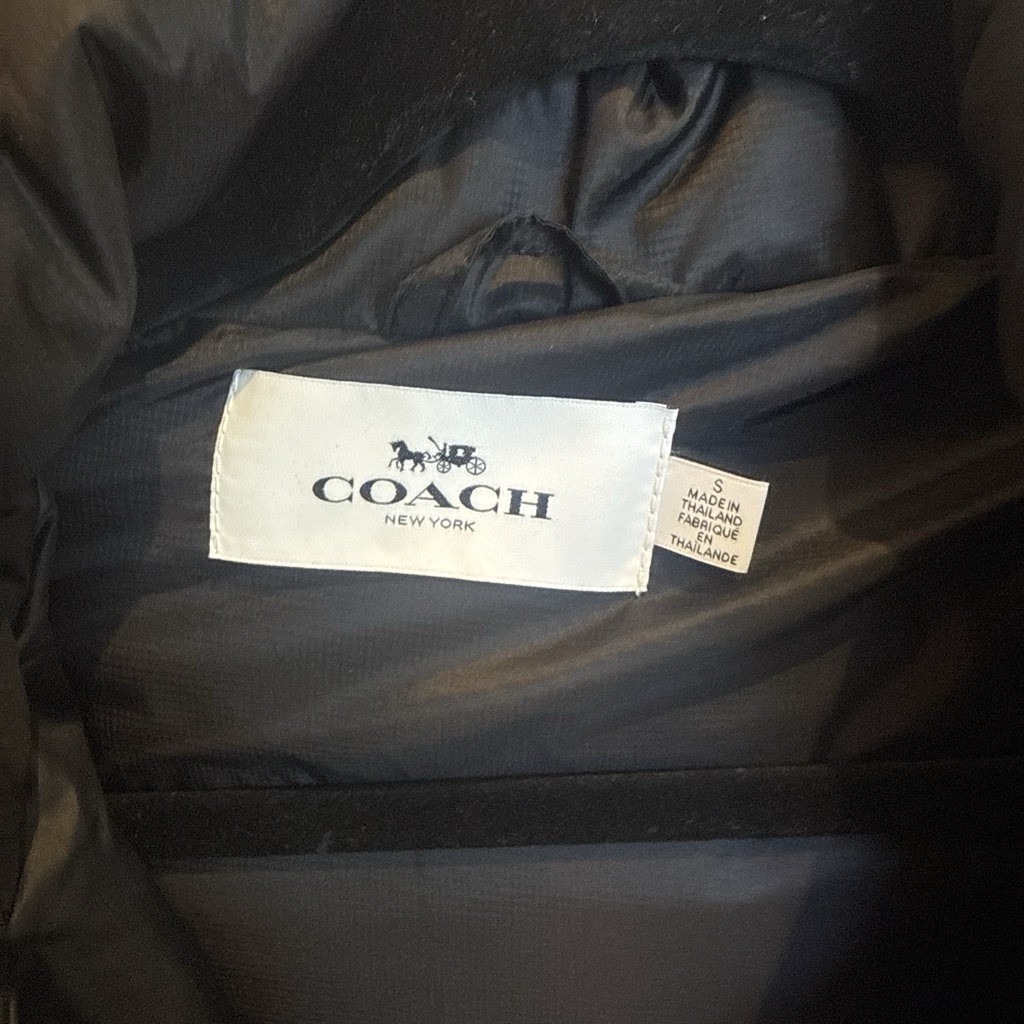 Coach New York Black Down Puffer Jacket Hooded Size S