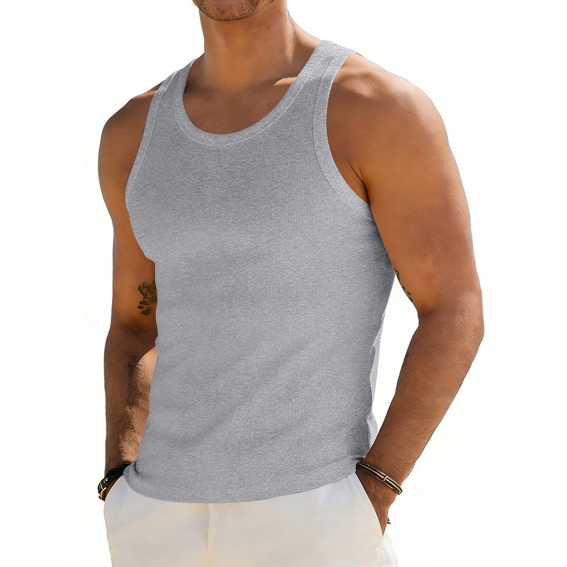 Elastic ribbed sports fitness quick-dry breathable tank top men’s