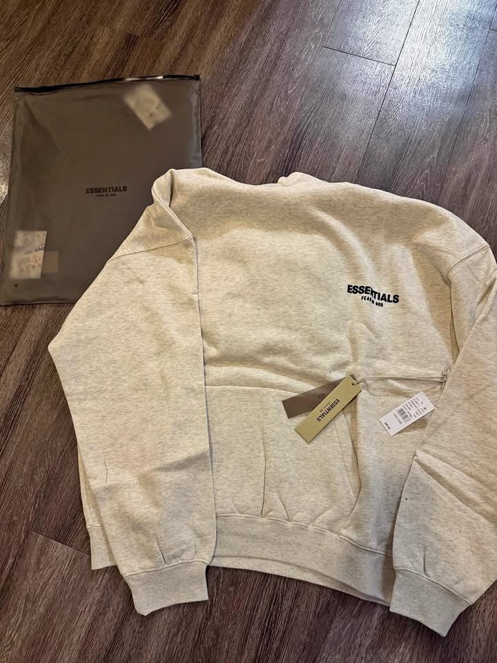 Fear of God Essentials Hoodie Size L Large Light Oatmeal Pullover