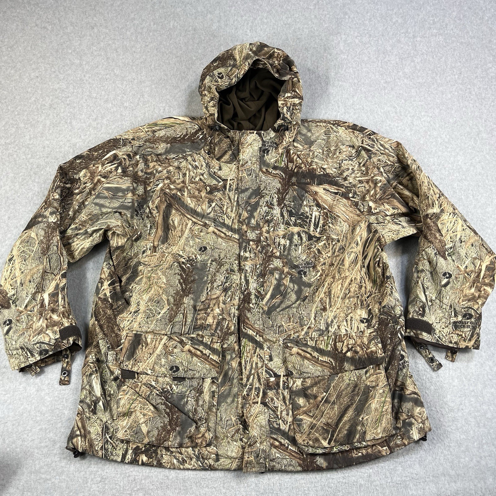 Herter’s Mossy Oak Duck Blind Hunting Jacket Mens XL Reg Camouflage Print Hooded