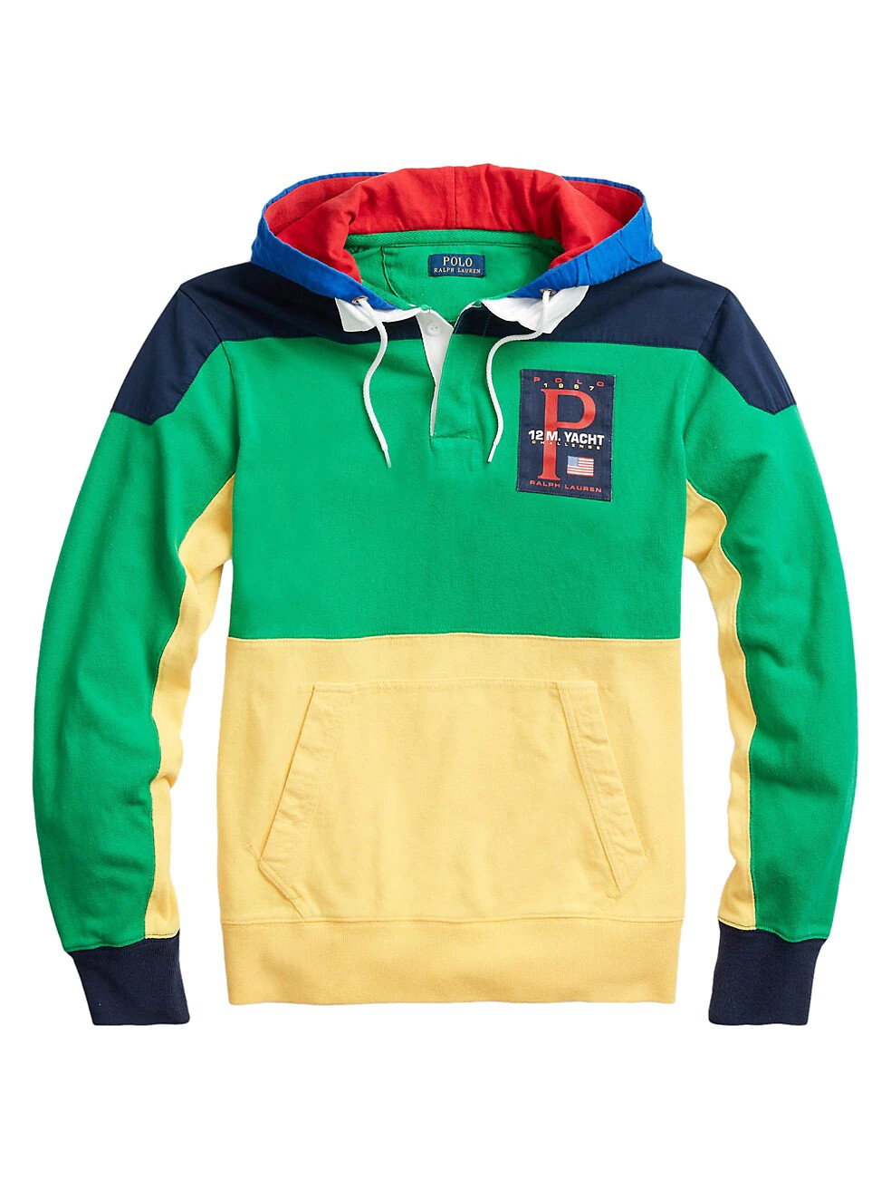 Polo Ralph Lauren Color Blocked 1967 Olympic Stadium Snow Beach Rugby Hoodie NWT