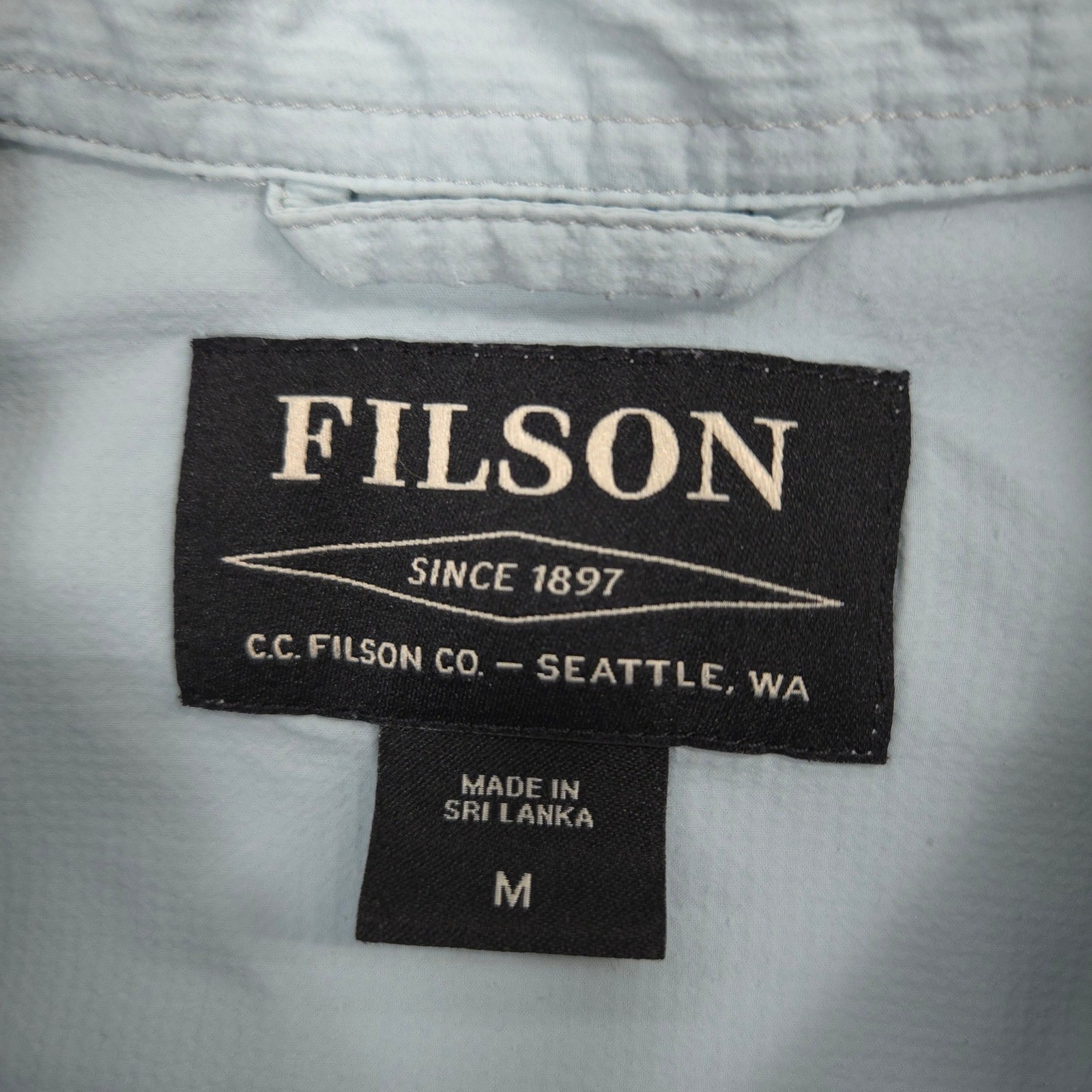 Filson Alagnak Shirt Mens M Gulf Blue Peformance Outdoor Hiking Fishing Trail