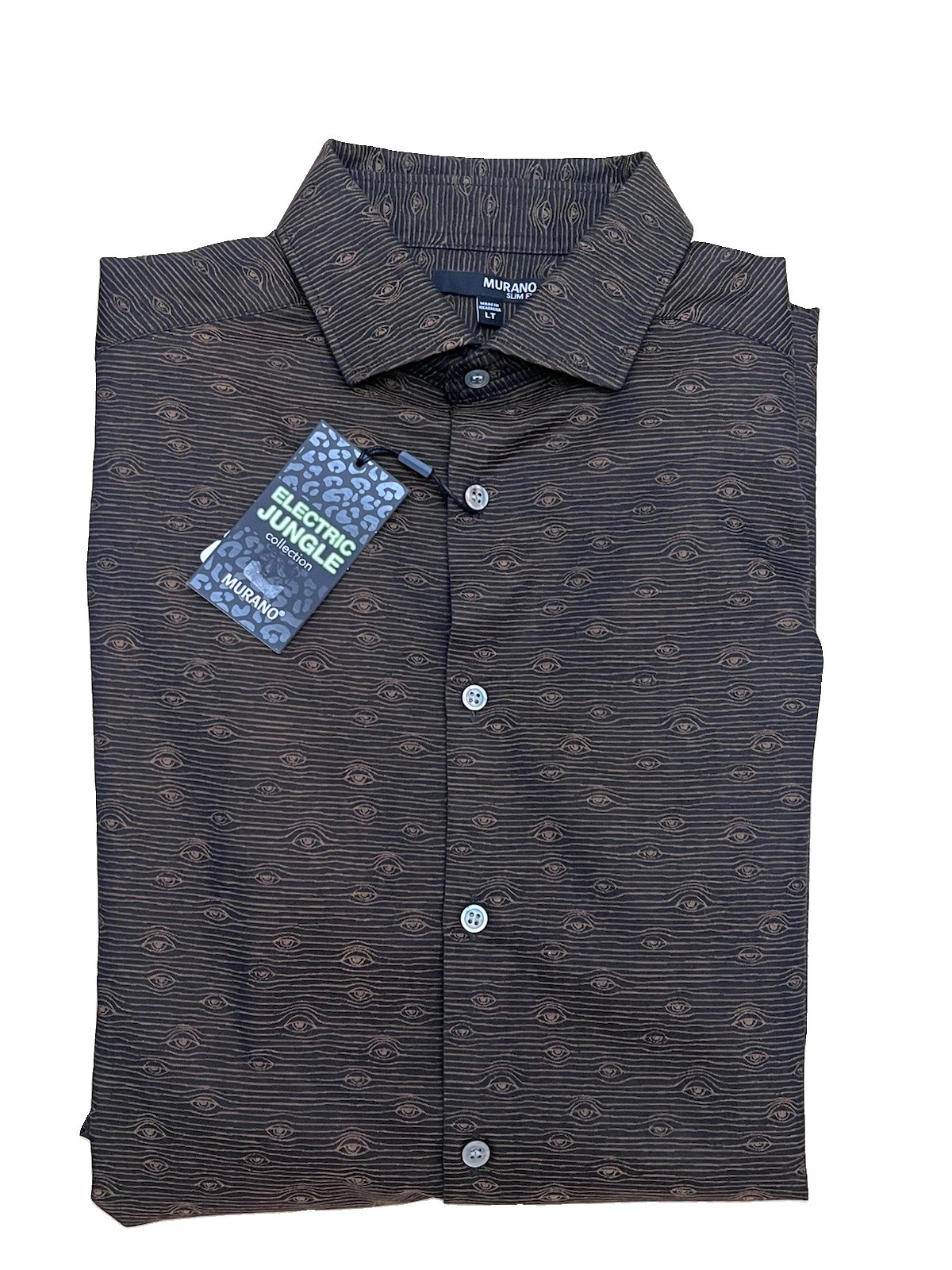 Murano Shirt Men’s LT Slim Fit Brown Electric Jungle Collection Long Sleeve NEW
