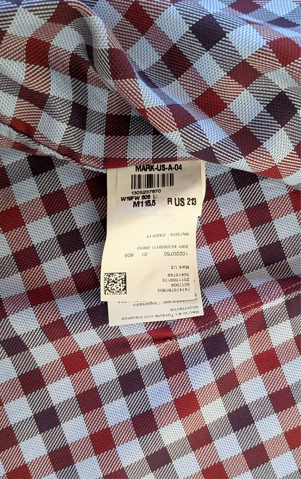 Hugo Boss Sharp Fit Button Up Shirt Blue & Red Check Mens 15.5 R 34 Mislabled