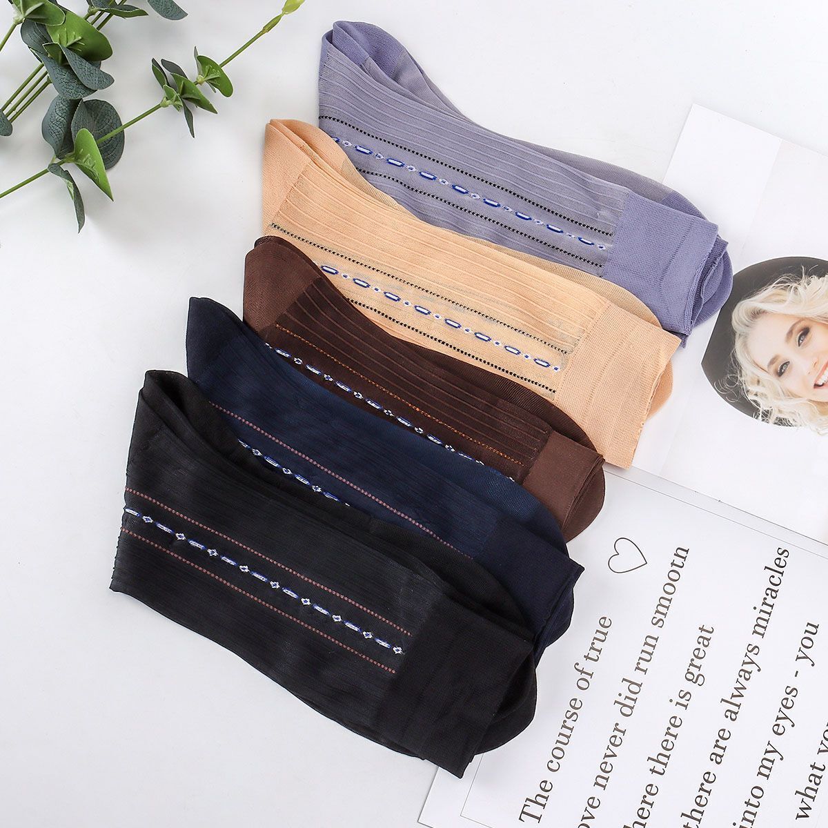 1/3/5Pair Mens Business Thin Soft Silk Stockings Sheer Breathable Dress Socks