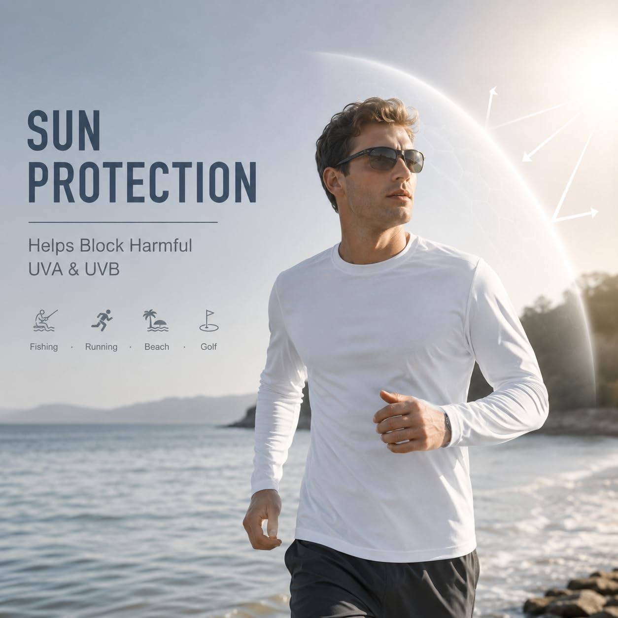 6 Pack Long Sleeve Shirts for Men Moisture Wicking UPF SPF Sun Protection Tee…