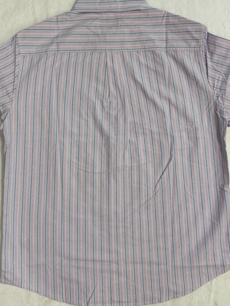 New Chaps Men’s Casual Short Sleeve Shirt Lavender Mist Stripe Size L $19.99