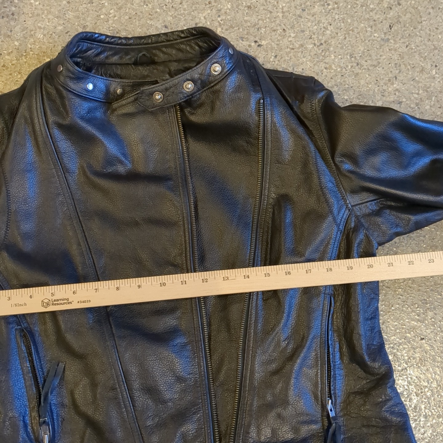 FMC 100% Leather Biker Moto Jacket Black Size XXL Removable 100% Acrylic Lining