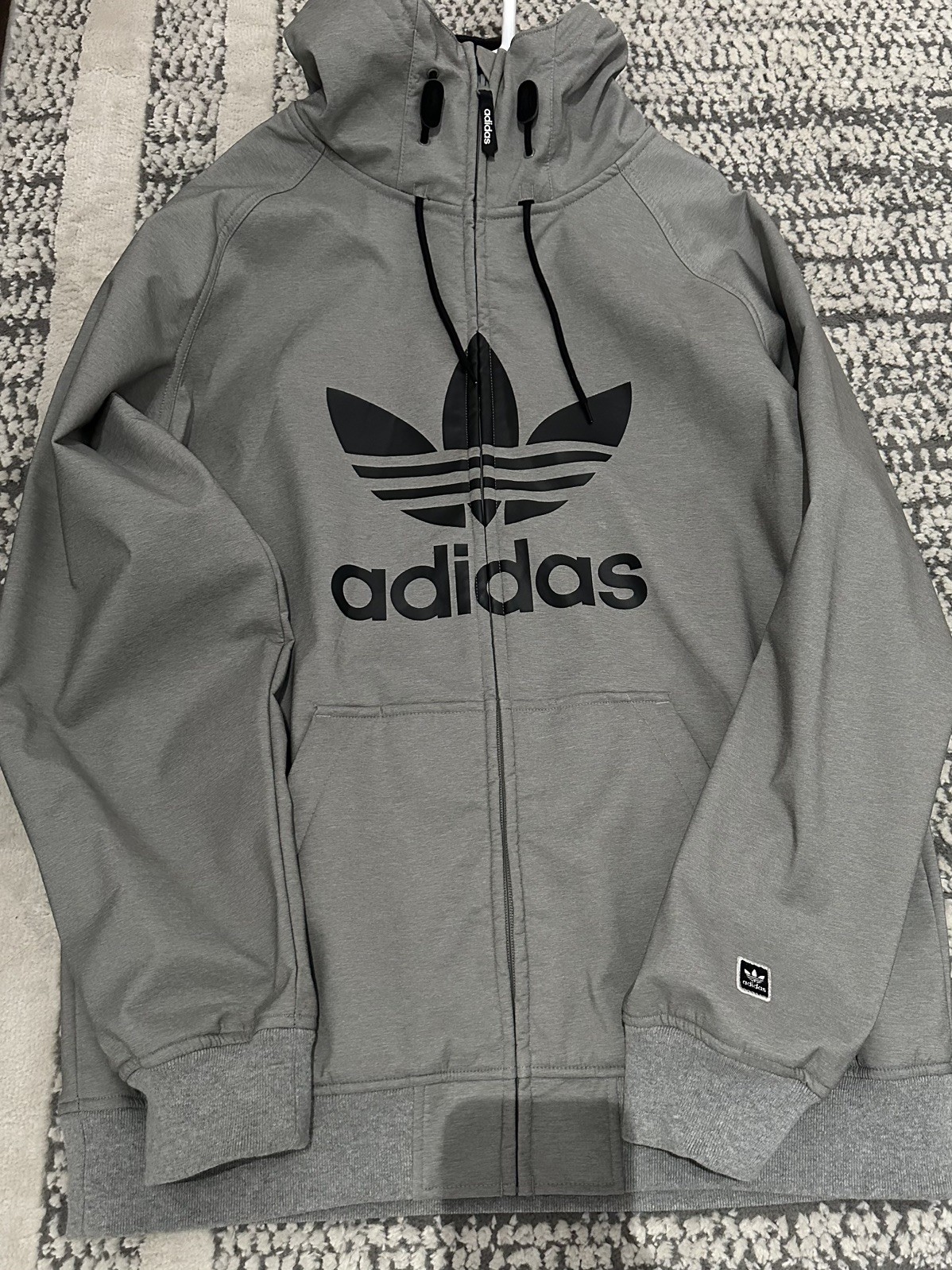 Adidas Softshell Jacket Gray Snowboard Park Hoodie Jacket Mens M GREAT CONDITION