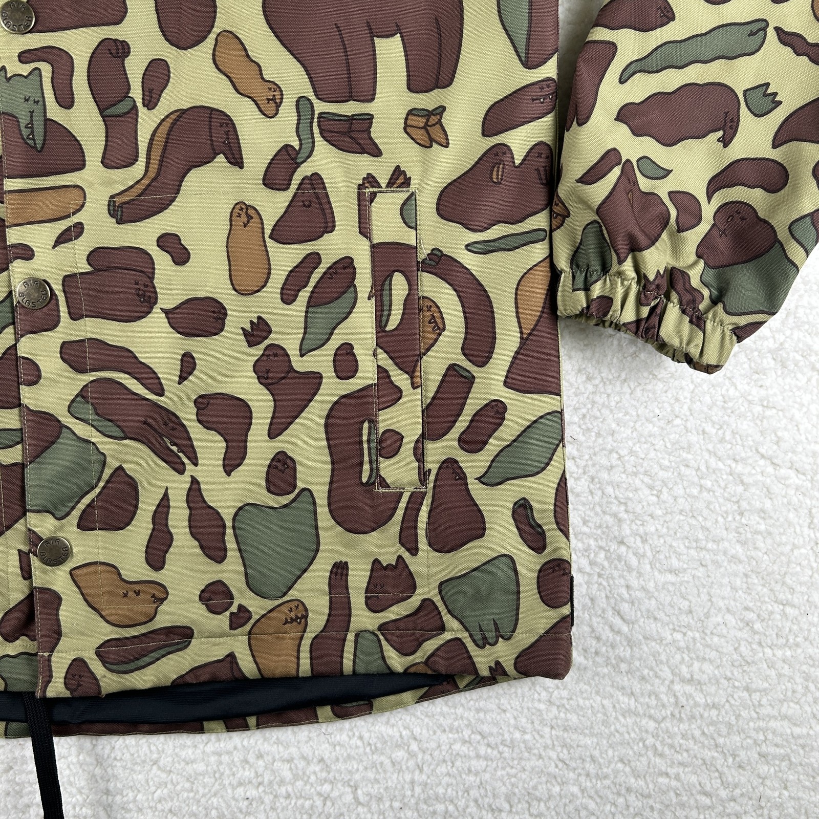 Airblaster Jacket Mens Large Camo Duck Print Snap Coach Windbreaker Lined Canvas