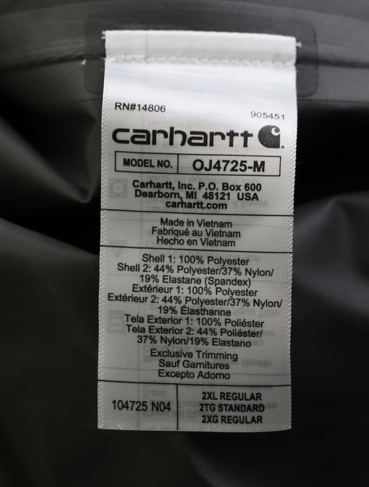 Carhartt 104725 GORE-TEX Super Dux Jacket Men’s Size XXL Rain Defender 0J4725-M