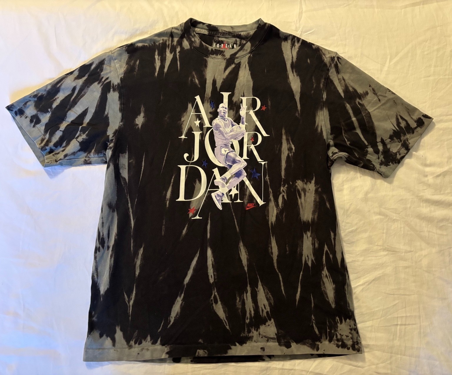 Air Jordan Tie Dye Graphic T Shirt Mens Medium Black Gray Nike Jumpman USA Baggy
