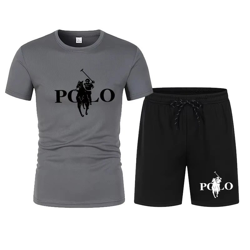 Men’s Summer Sports Set Short Sleeve T-Shirt & Shorts 2-Piece Outfit Casual Stre