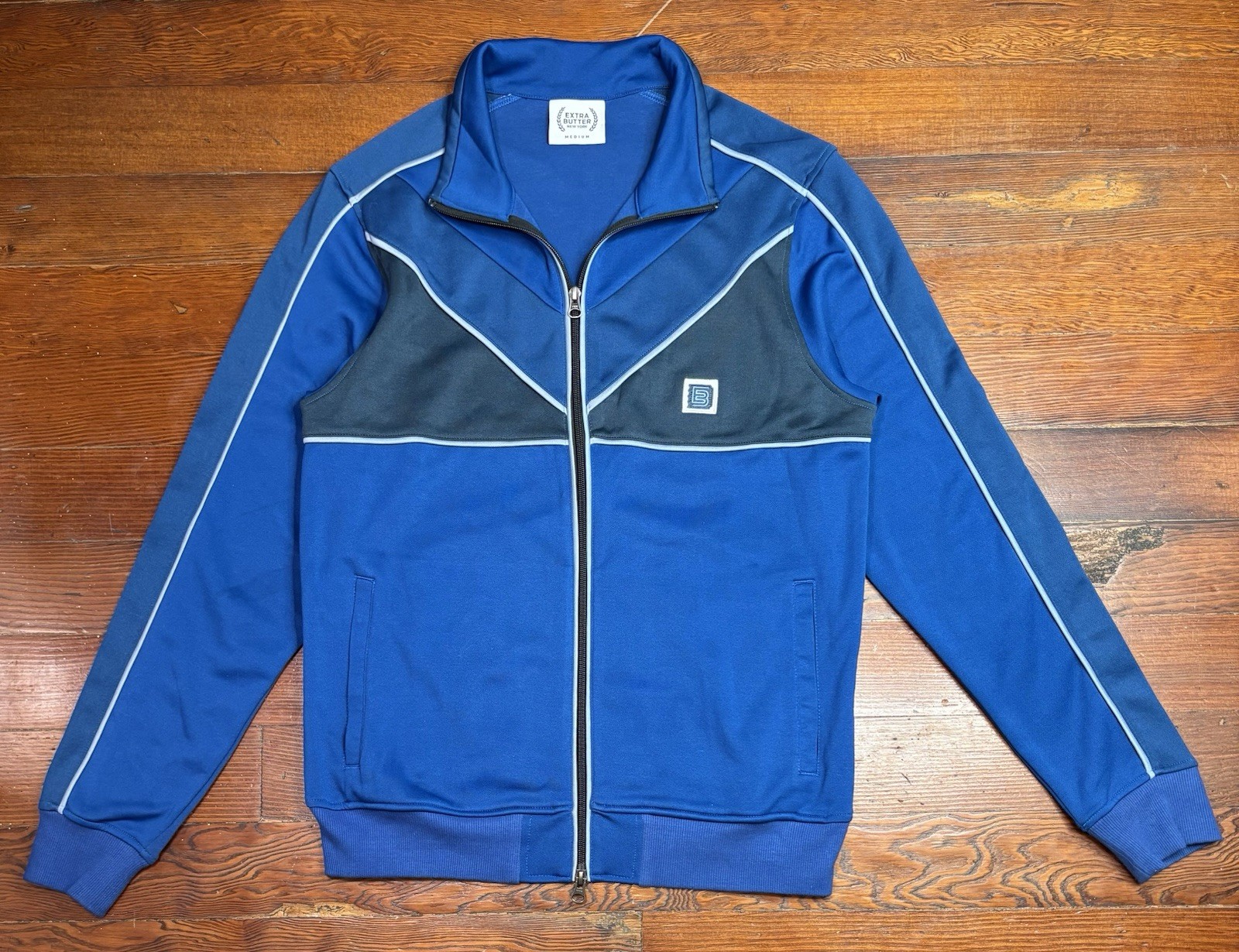 Extra Butter New York Fall 2018 Blue Colorblock Track Jacket Size M