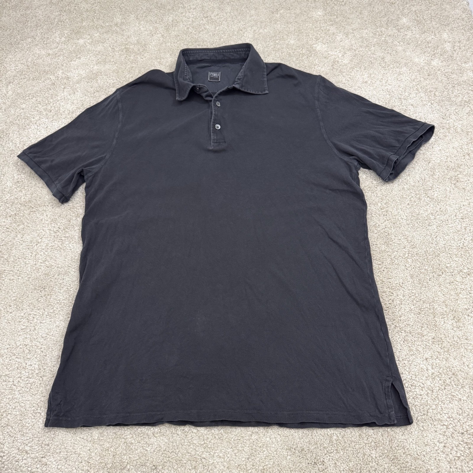 Fedeli Made In Italy Short Sleeve Pique Polo Shirt Mens 56 XL Black