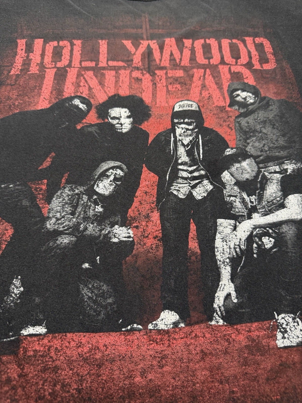 Vintage Hollywood Undead Band T-Shirt Black Faded – Red Logo – XL / 2XL