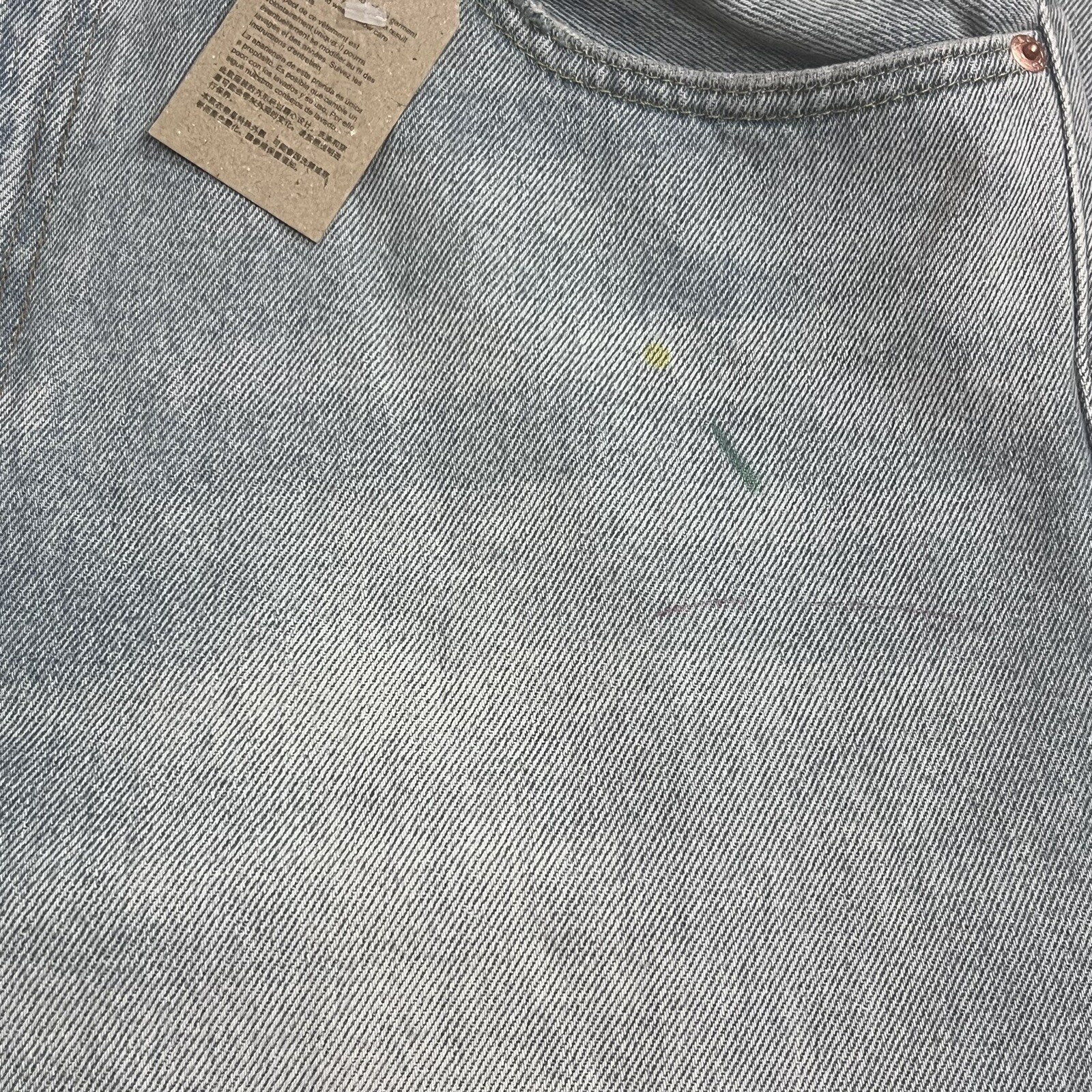 Levis 550 92 Relaxed Fit Taper Jeans Light Wash Blue Denim Paint Pants Men 29×30