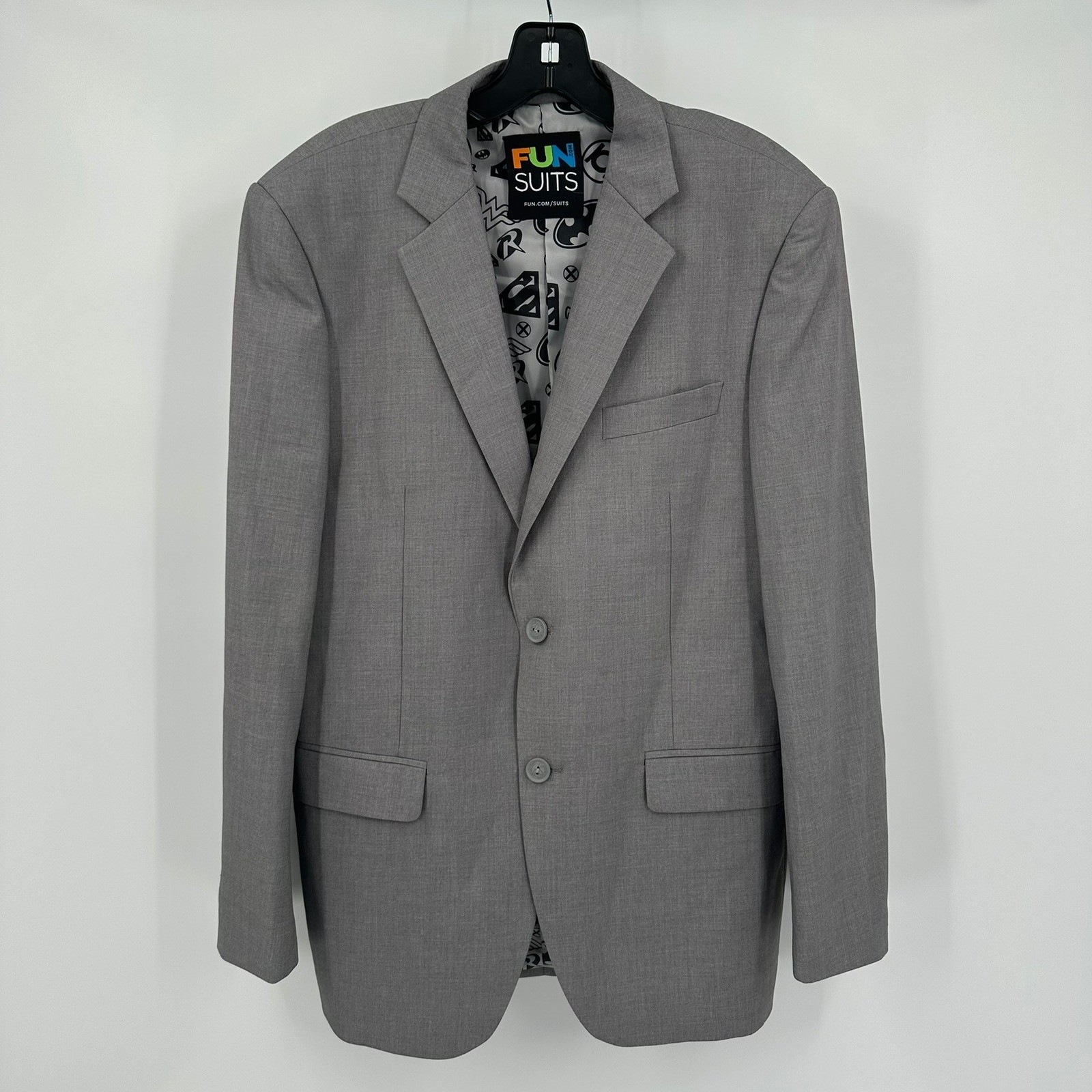 Fun Suits Mens Gray DC Comics Superhero Justice League Lining Blazer Jacket 40