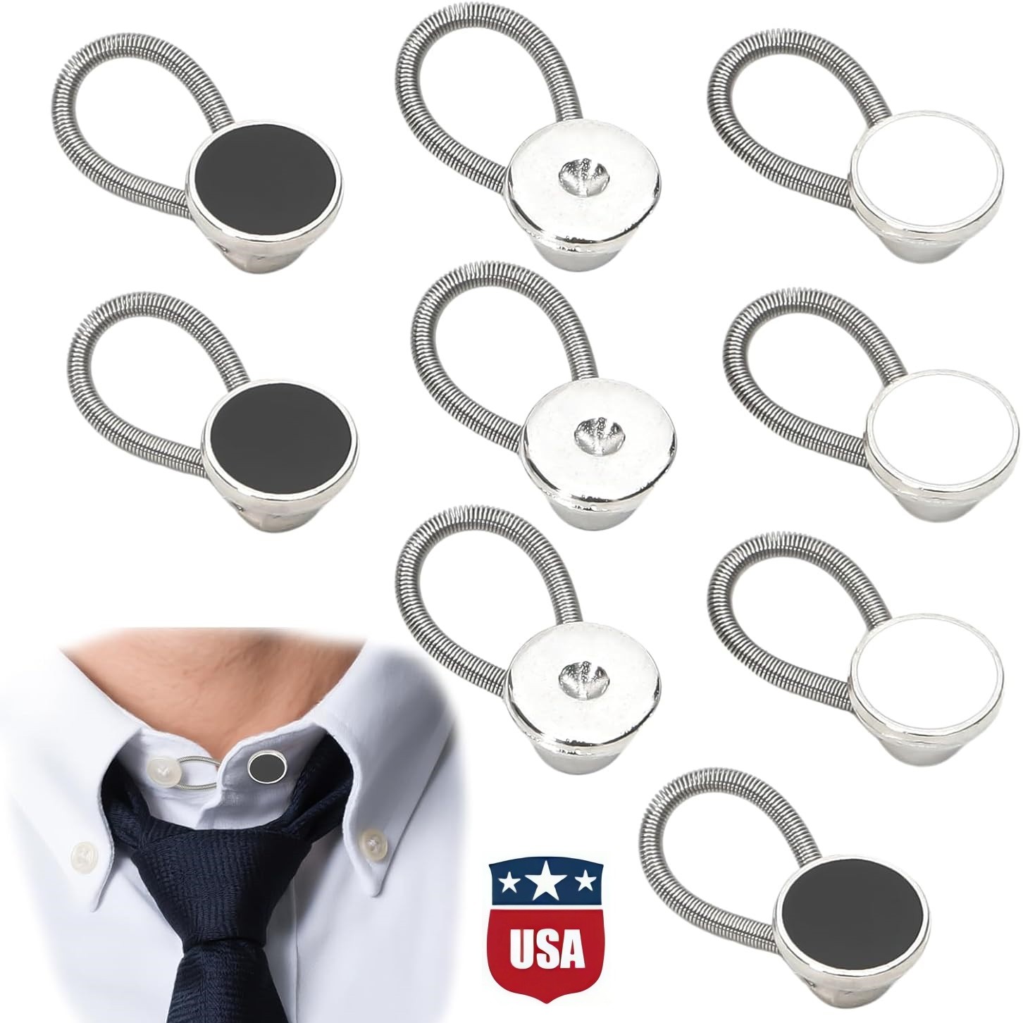 10× Metal Collar Neck Waist Extender Expander Buttons for Men Dress Shirt Pants