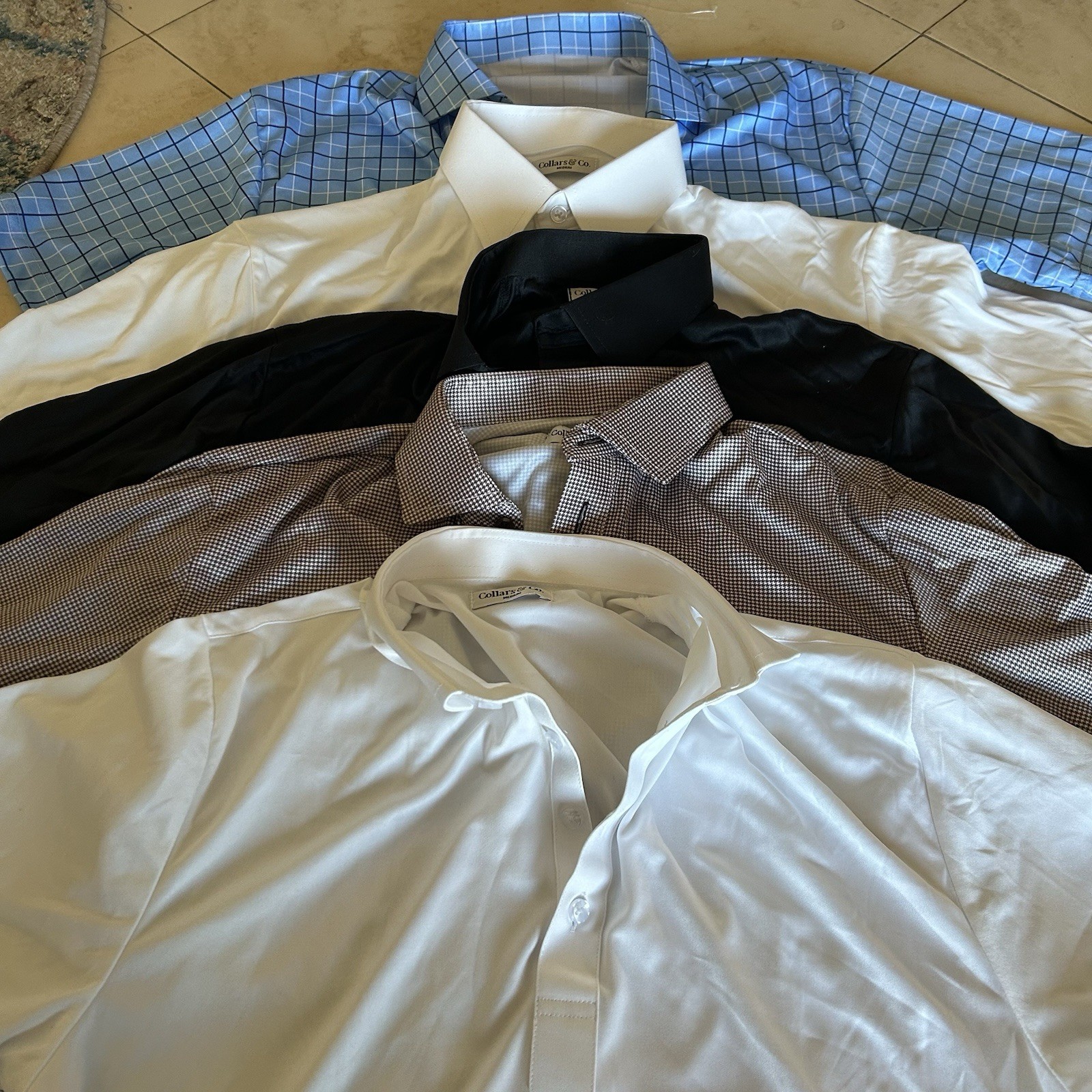 Collars & Co Shirt Mens Size Medium M Lot of 5 Dress Collar Polo Button
