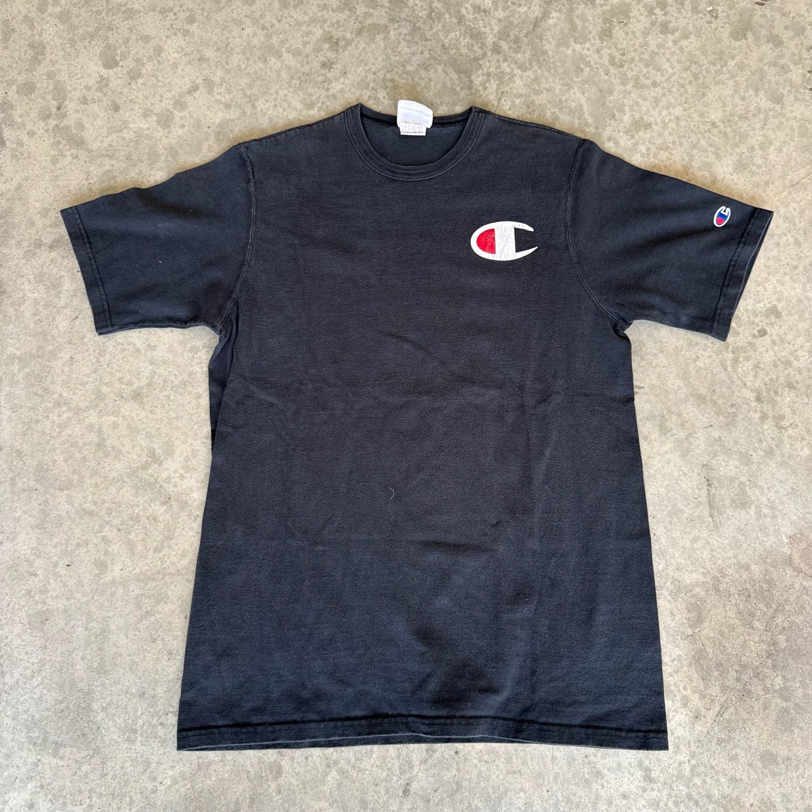 Vintage Y2K Champion Shirt Men Large Black Champion Big Logo