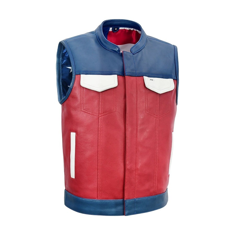 Men’s Club Style Biker Vest Motorcycle Leather Vest Available in Many Colors