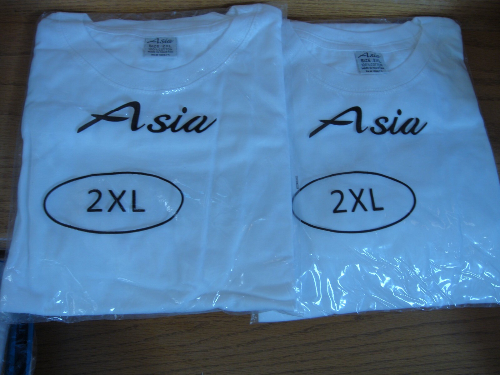 Lot of 2 Men’s Asia White T-Shirts Short Sleeve Crew Neck 2XL New In Bags