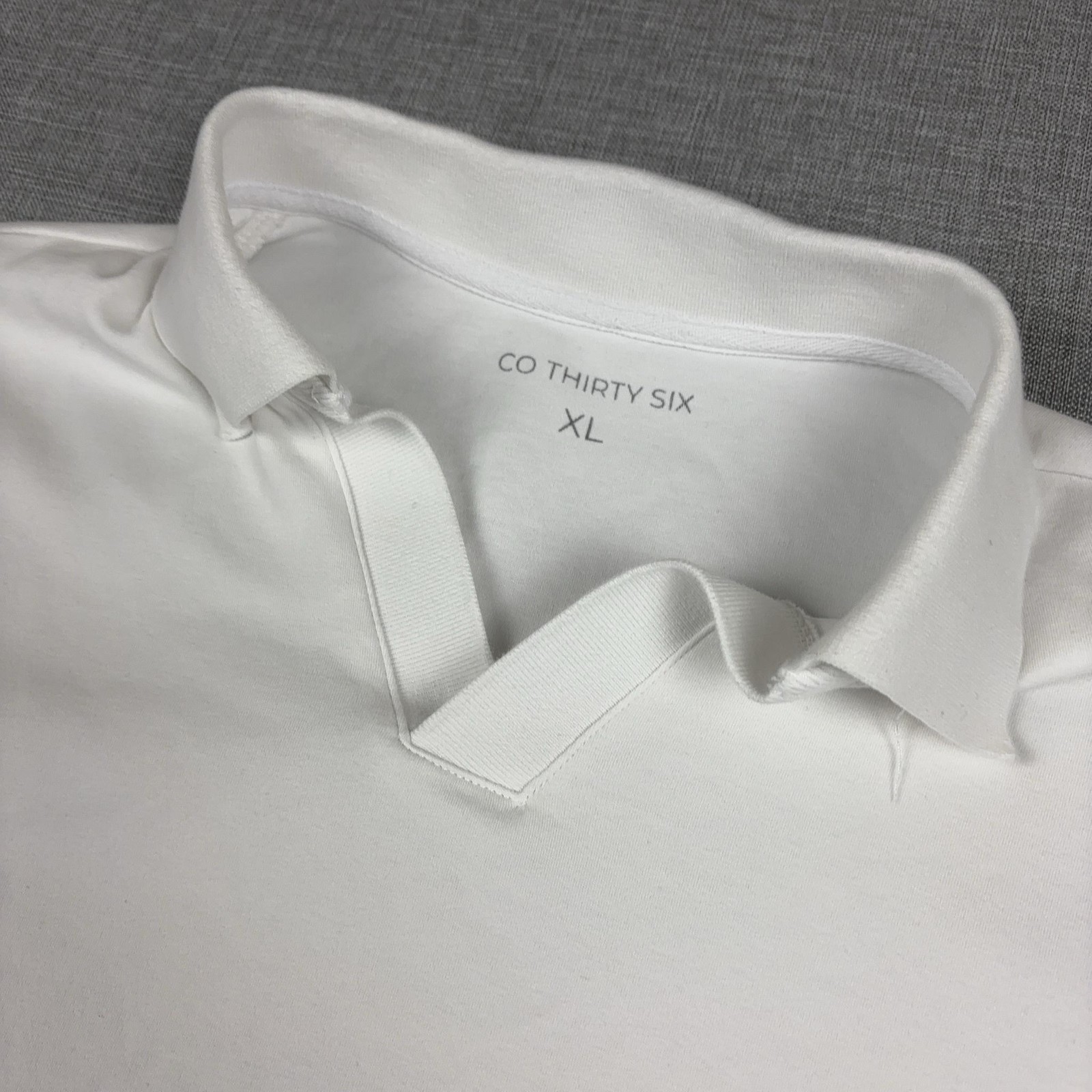 CO THIRTY SIX Polo Shirt Mens XL White Cotton Blend Tagless Long Sleeve Jersey