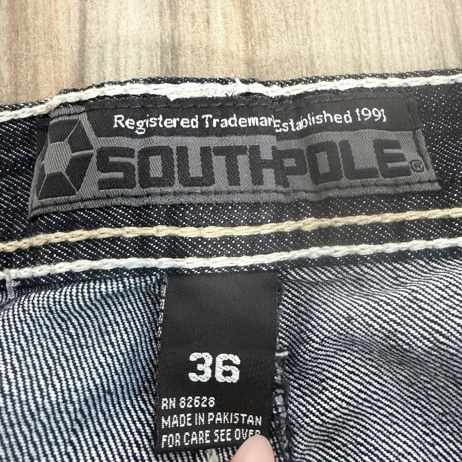Vtg SOUTHPOLE 8180 Rinse Indigo Slim Straight Jean Streetwear Hip Hop Y2K 36X33