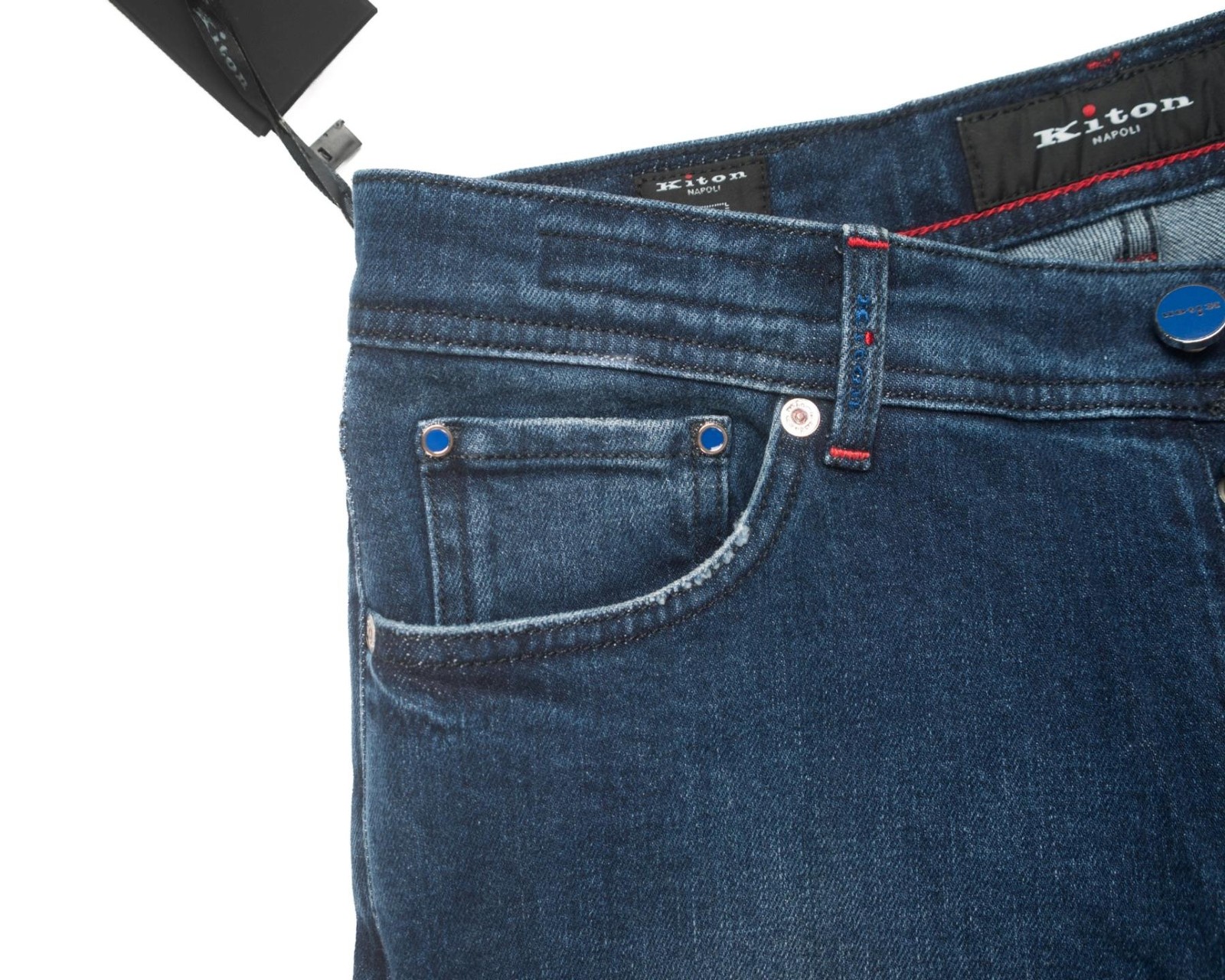 Kiton Napoli $1,470 NWT Blue 5 Pocket Slim Stretch Denim Cotton Jeans 36 US
