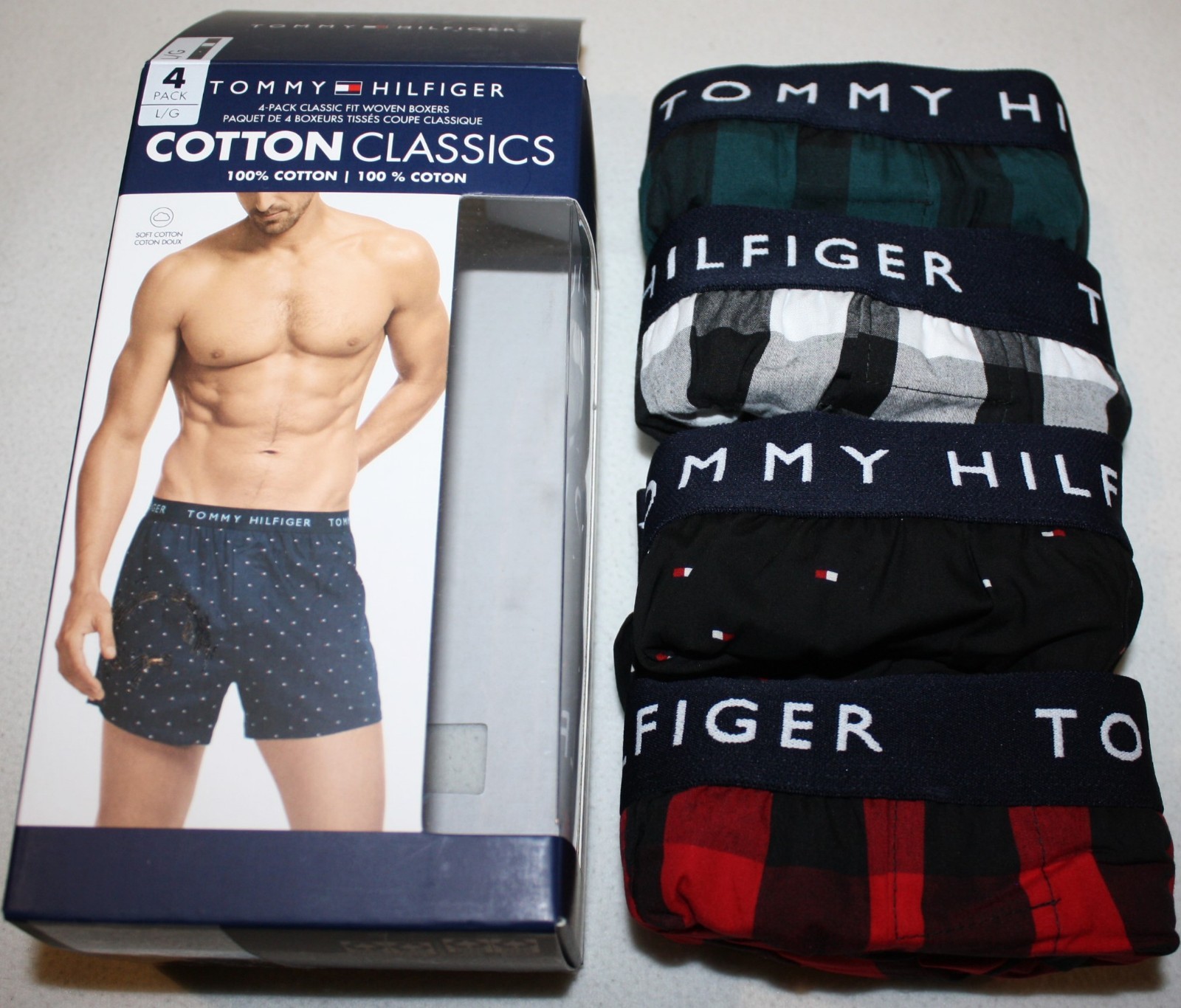 4 Tommy Hilfiger Woven Boxers Cotton Men’s M L Underwear Classic Fit $49.50