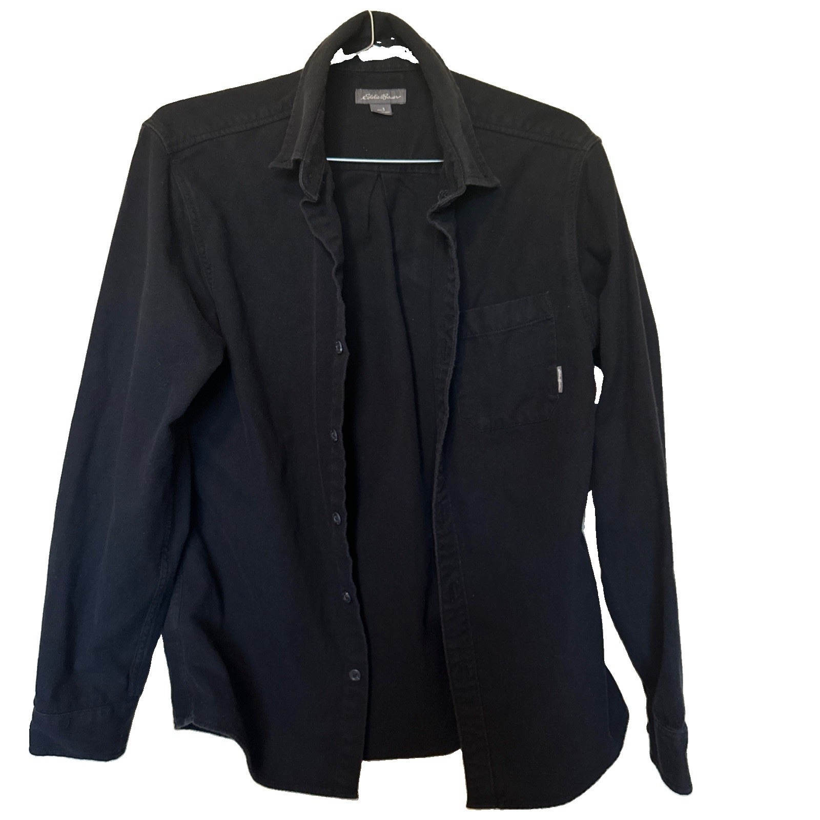 Eddie Bauer Men’s Classic Fit Long Sleeve Black Flannel Shirt Size Small