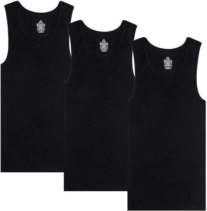 3 Packs Men 100% Cotton Ribbed Tank Top A-Shirt Wife Beater Undershirts S-2XL